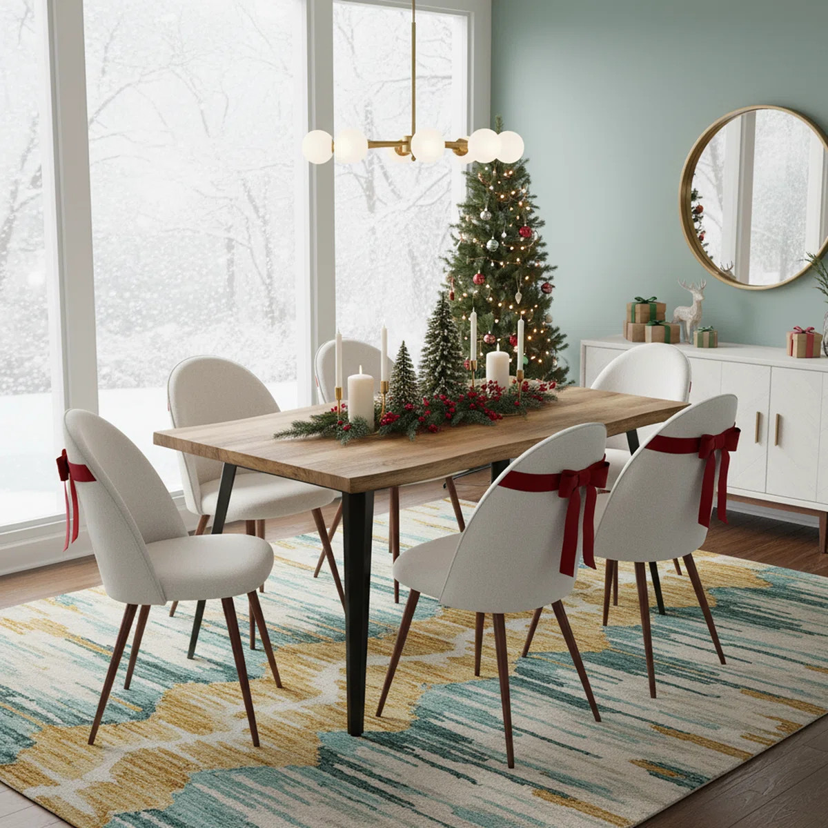 Shivani Dining Set - 63” Wood Table with Modern Wavy-Edge Design for Kitchen Dining Room (Set o... | Wayfair North America