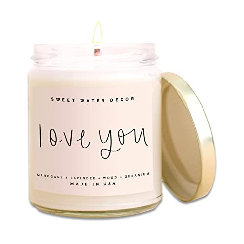 Sweet Water Decor, Love You Candle | Mahogany Teakwood Scented Soy Wax Candle for Home | Valentin... | Amazon (US)