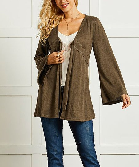 Chocolate Tie-Front Empire-Waist Cardigan - Women & Plus | Zulily