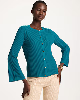 Women's Ribbed Flare Sleeve Sweater in Lotus | Chico's | Chico's
