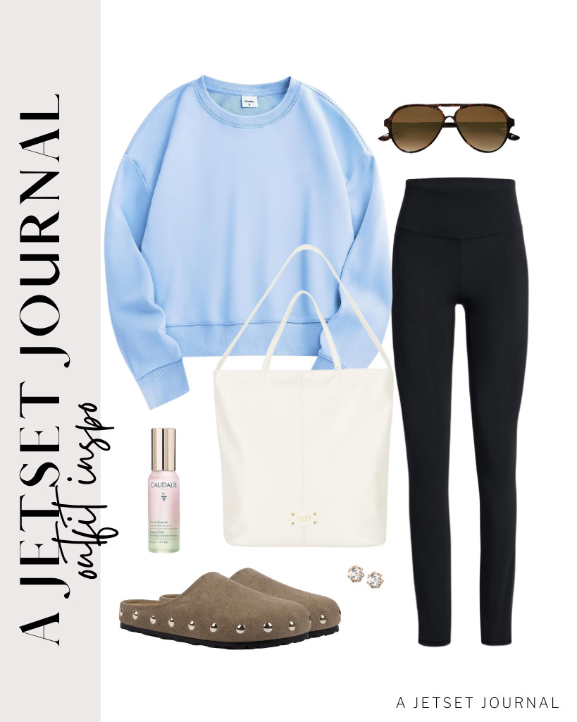 If you are wearing this blue Stelle cropped crewneck sweatshirt with high-waisted leggings from SINOPHANT, pair them with these clogs and finish the look with stud earrings! 

 #LTKSeasonal #LTKSaleAlert #LTKTravel