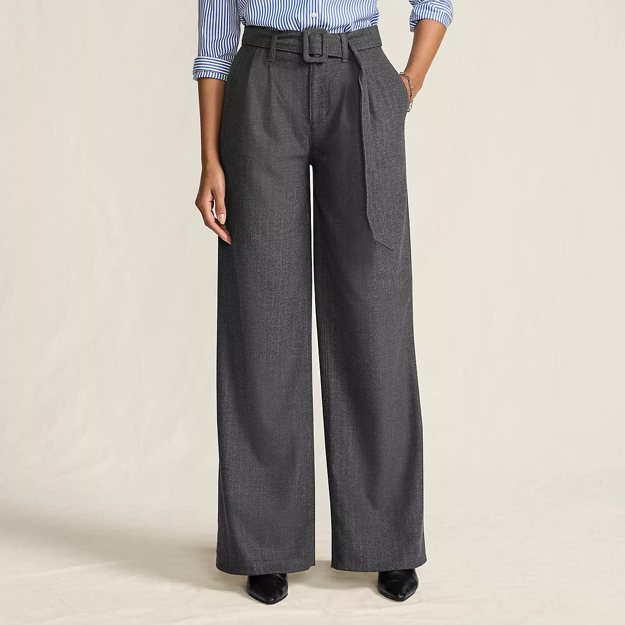 Women's Brushed Flannel Mid Rise Wide Leg Trousers | Lands' End (US)