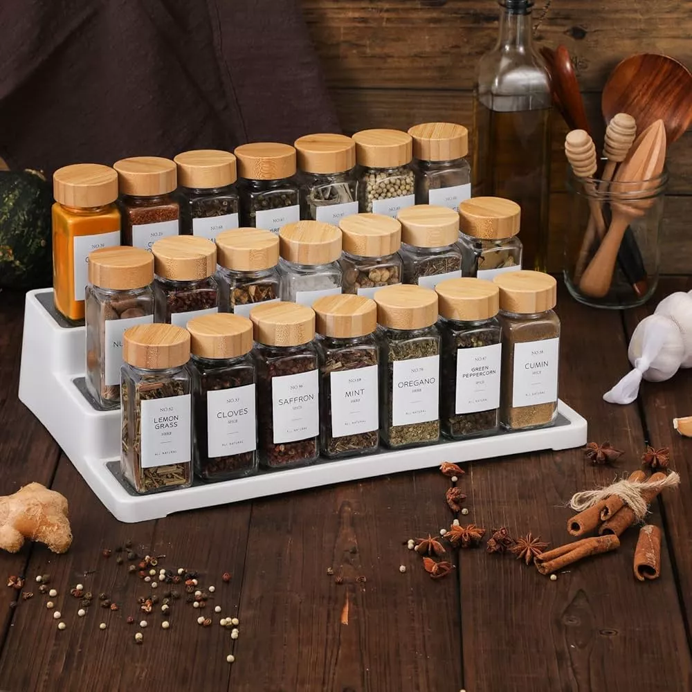 AOZITA 24 Pcs Glass Spice Jars / Bottles with Spice Labels - 4oz