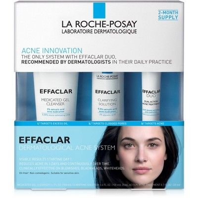 La Roche Posay Effaclar Dermatological Acne Treatment 3-Step System Kit with Medicated Gel Cleans... | Target