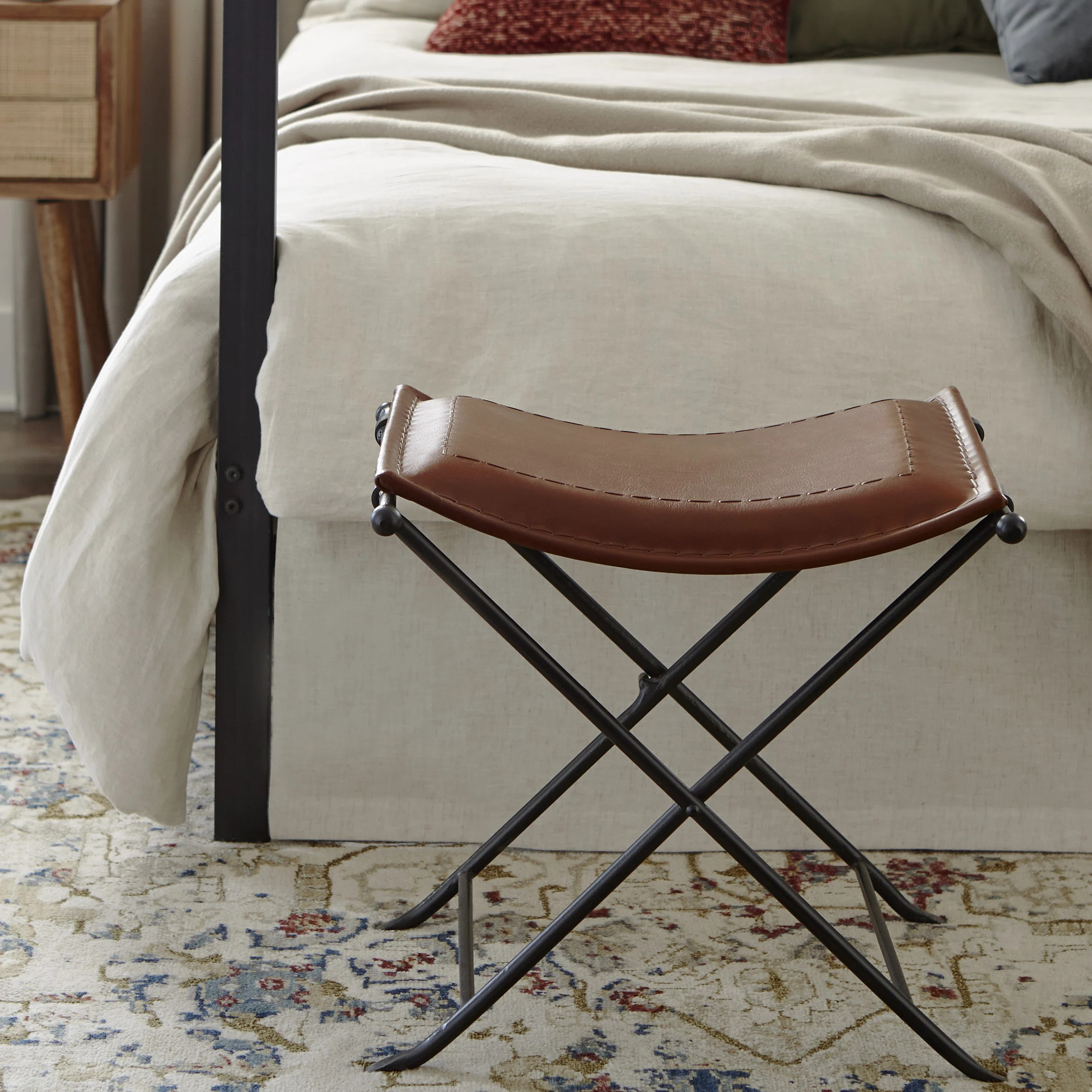 Nardone Genuine Leather Seat Accent Stool | Wayfair North America