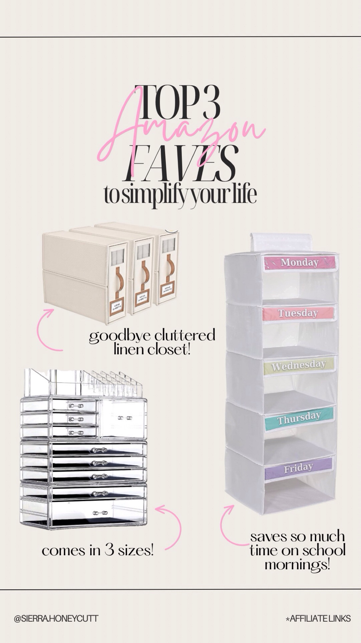Top 3 Amazon Favorites to Simplify your Life 💕

Makeup organizer, clothing organizer, kids organizer, sheets organizer, skin care organizer, organize with me, simplify life 

#LTKhome #LTKkids #LTKbeauty