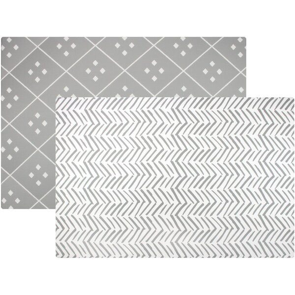 Reversible Dash & Diamond Foam Playmat, Grey | Maisonette
