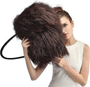Women Luxury Real Lamb Mongolian Flush Wool Fur With Genuine Leather Handles Handbag | Amazon (US)