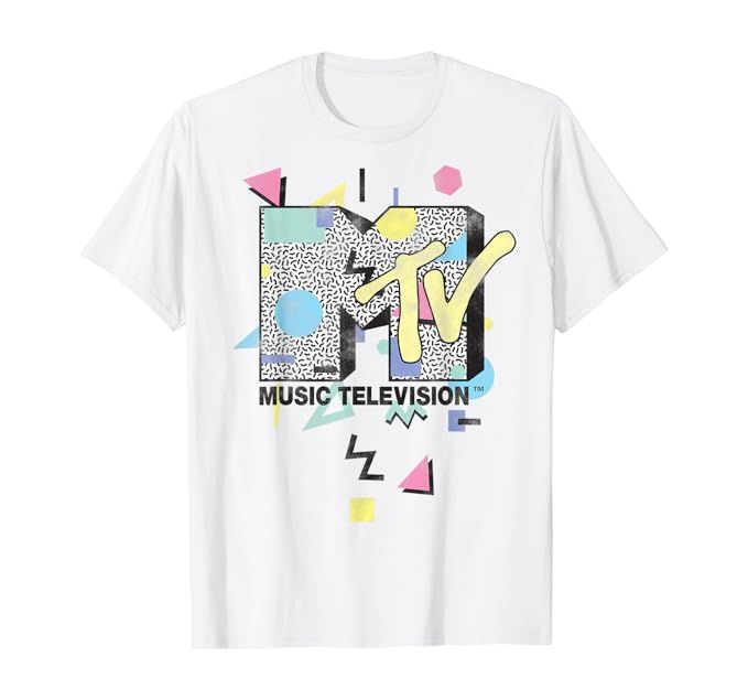 MTV Retro Shape Design Logo Graphic T-Shirt | Amazon (US)