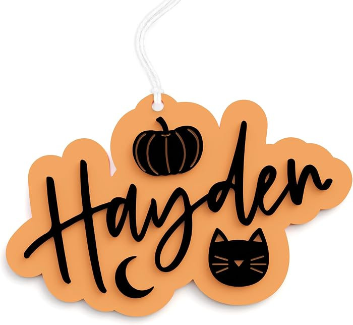 The Cotton & Canvas Co. Personalized Name Halloween Acrylic Gift Tag, Ghost, Boo Basket Tag, Gift... | Amazon (US)