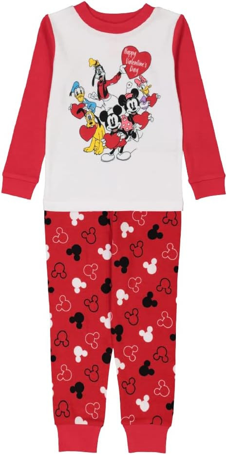 Disney Kids' Mickey Minnie Mouse 2-Piece Snug-fit Cotton Pajama Set | Amazon (US)