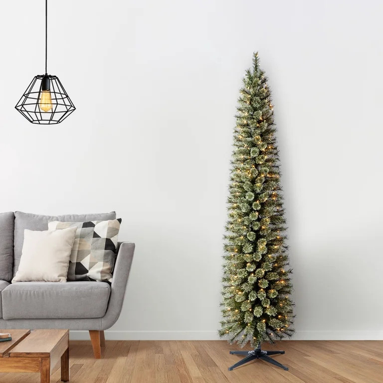 7ft. Pre-Lit Artificial Cashmere Pencil Christmas Tree, Clear Lights by Ashland® - Walmart.com | Walmart (US)