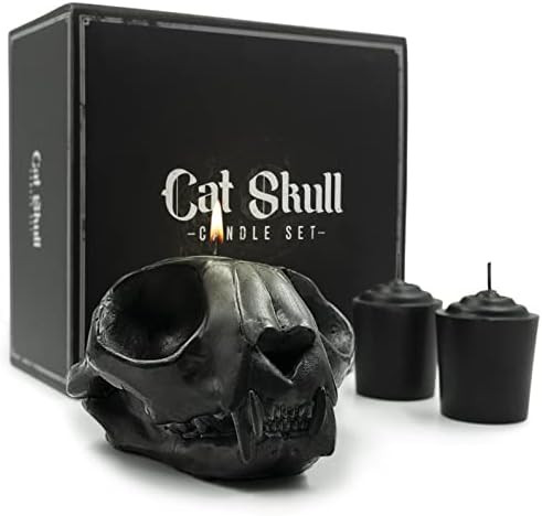 Gavia Cat Skull Candle Set - Scented 3 Pack - Halloween Black Cat Decor for Home - Victorian Gothic  | Amazon (US)