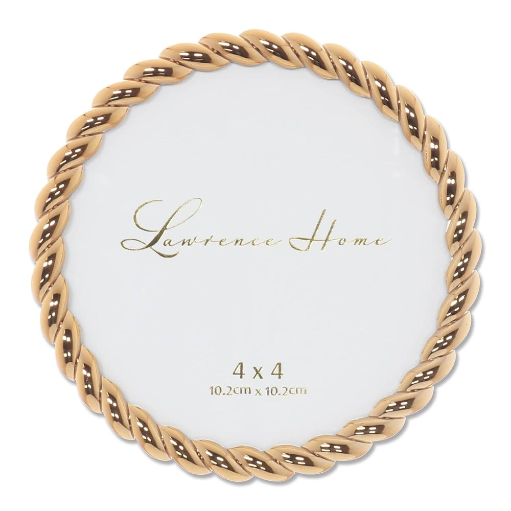Lawrence Frames Rope Design Metal Frame, 4x4 Round, Gold | Amazon (US)