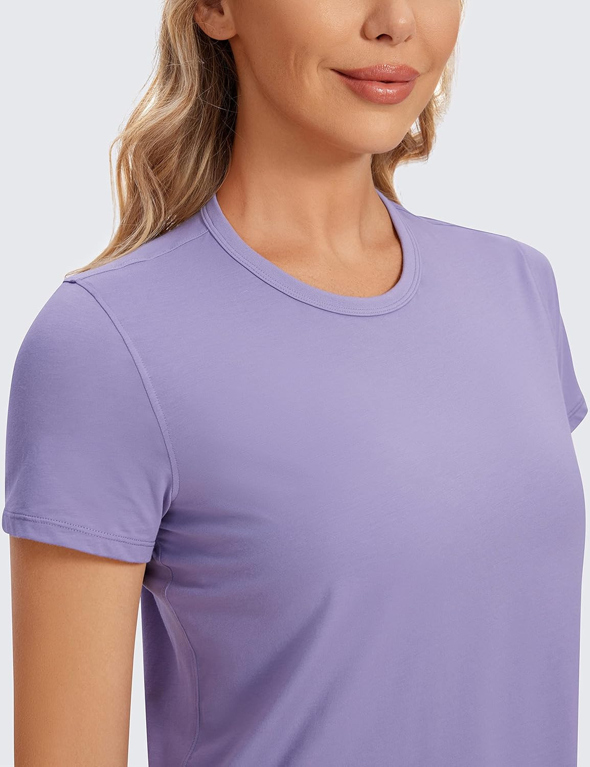 CRZ YOGA Women's Pima Cotton Short Sleeve Crop Tops High Neck Cropped Workout Tops Yoga Athletic ... | Amazon (US)