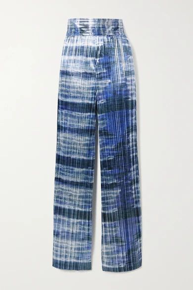 SemSem - Tie-dyed Plissé-lamé Wide-leg Pants - Blue | NET-A-PORTER (US)