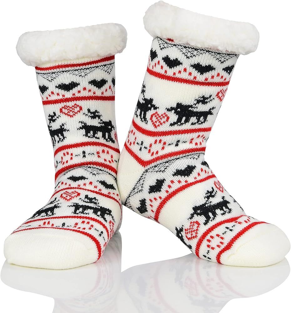 American Trends Christmas Slipper Socks Women Fuzzy Socks Gripper Non Slip Socks Athletic Cozy Wa... | Amazon (US)