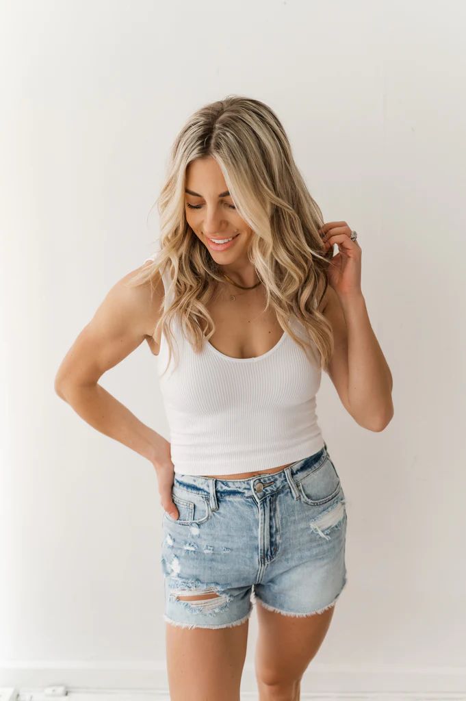 Nate Distressed Denim Shorts | She Is Boutique