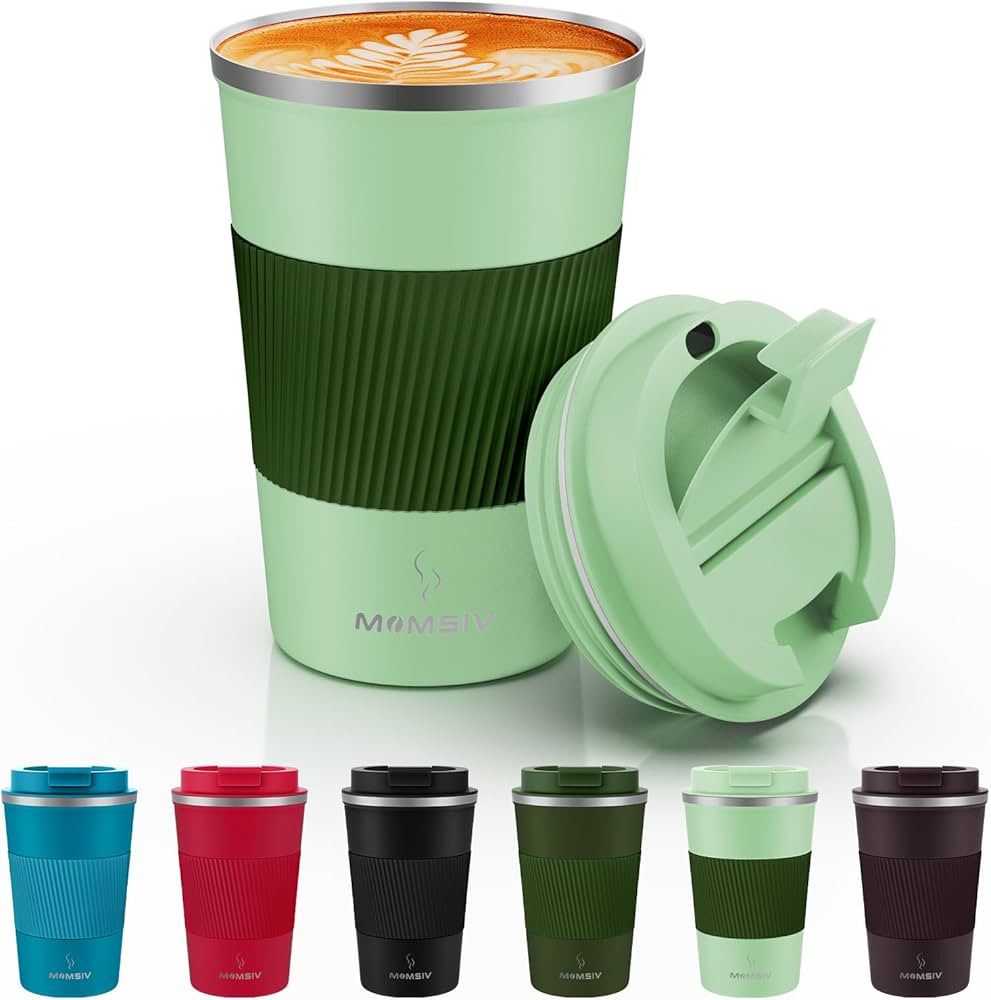 MOMSIV 12oz Travel Mug, Insulated Coffee Cup with Leakproof Lid, Vacuum Stainless Steel Double Wa... | Amazon (US)