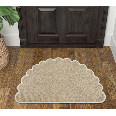 allen + roth 2 x 3 (ft) Braided Polypropylene Natural Ivory Half-round Indoor/Outdoor Solid Throw... | Lowe's