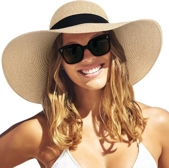 FURTALK Womens Sun Straw Hat Wide Brim UPF 80 Summer Hat Foldable Packable Floppy Beach Hats for ... | Amazon (US)