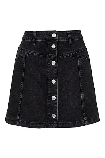 PETITE MOTO Button Seam Denim Skirt - Washed Black | Topshop US