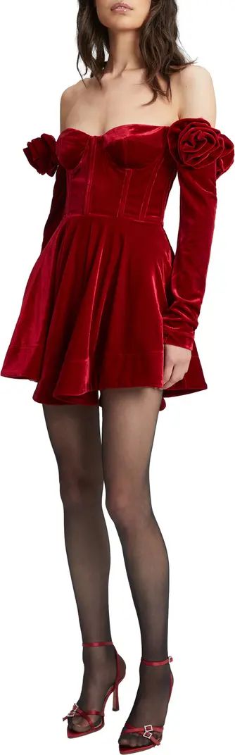 Sigma Long Sleeve Off the Shoulder Stretch Velvet Minidress | Nordstrom