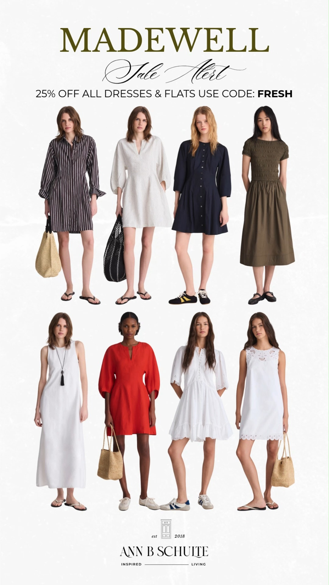 Madewell is 25% off all dresses and flats with code FRESH for that effortless spring refresh. Twirl into the season. 🌸👟🌿
#Madewell #MadewellSale #25OffDresses #MadewellFlats #SpringSale #FreshCode #DressSale #FlatsSale #LTKSale #OOTDDeals 

 #LTKootd #LTKSaleAlert