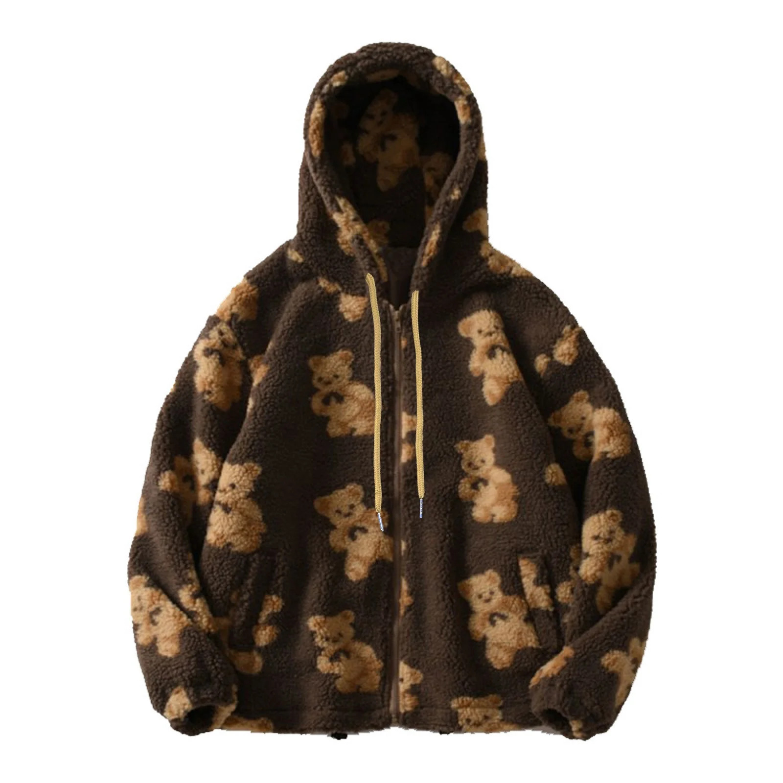 Women's Hoodies Pullover Casual Zipper Long Sleeve Oversized Plush Outwear Cut Cartoon Pockets Co... | Walmart (US)