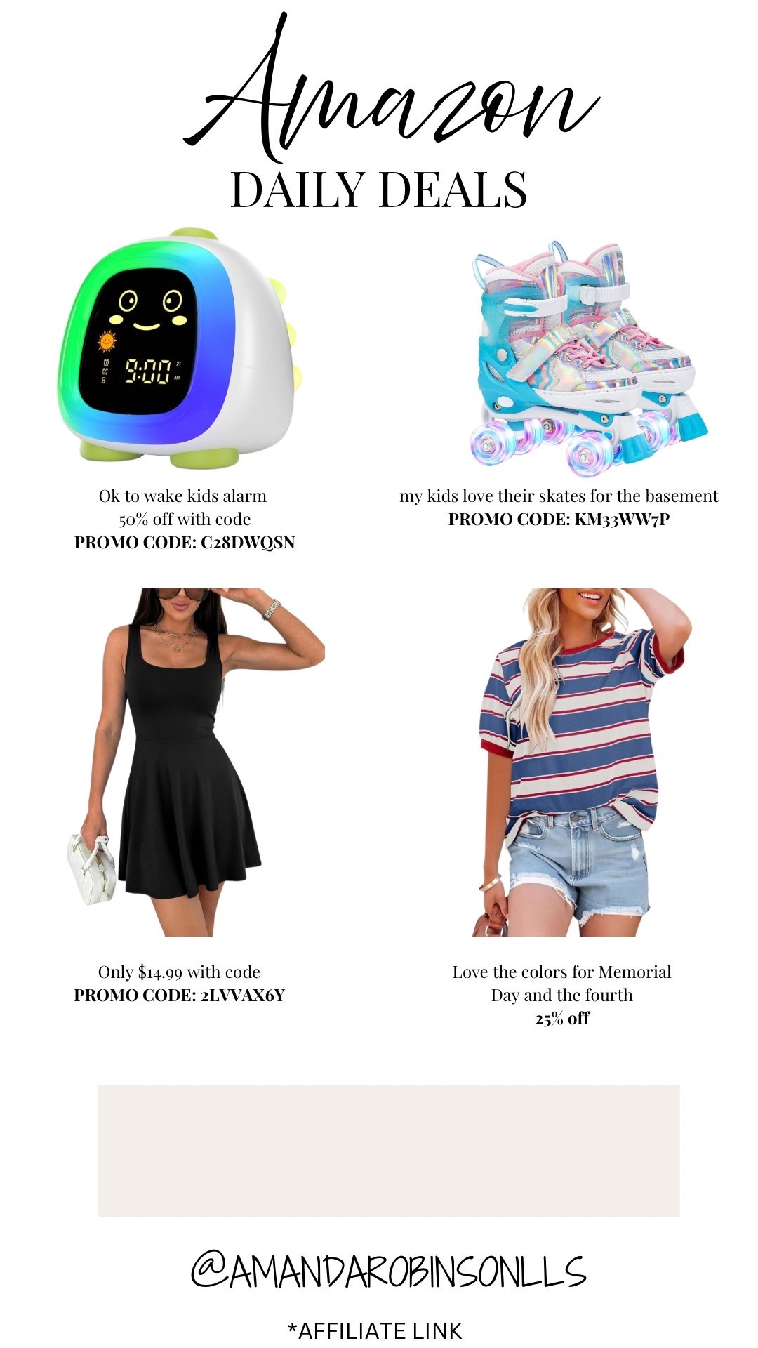 Amazon daily deals
Color changing clock
Kids roller skates 
Athletic dress 
Oversized tee  

#LTKKids #LTKSaleAlert