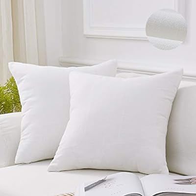 MoMA Decorative Throw Pillow Covers (Set of 2) - Cushion Sofa Square Pillowcase - Cream White - 1... | Amazon (US)