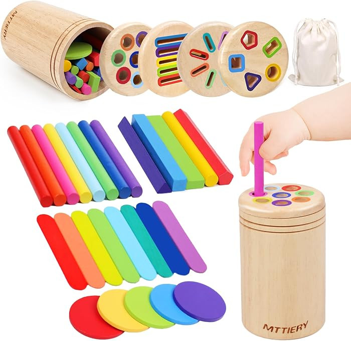 4 in 1 Montessori Toys for 2 3 4 Year Old, Wooden Color Sorting Toys for Toddlers 1-3, Preschool ... | Amazon (US)