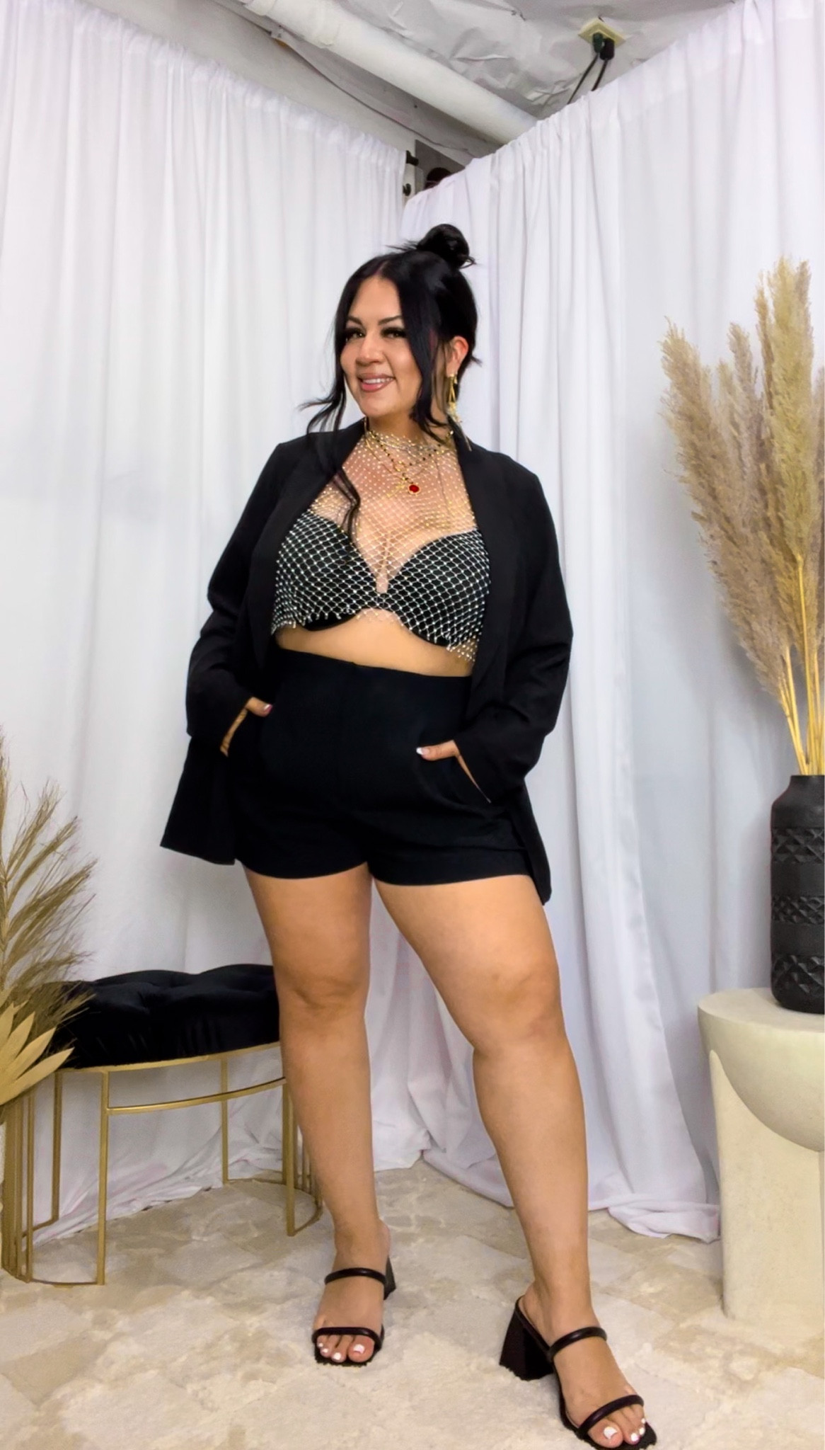 Conjunto short e blazer best sale plus size