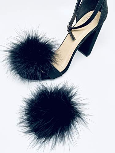 Detachable BLACK Feather Pom Pom Shoe Clips Set of 2 | Amazon (US)