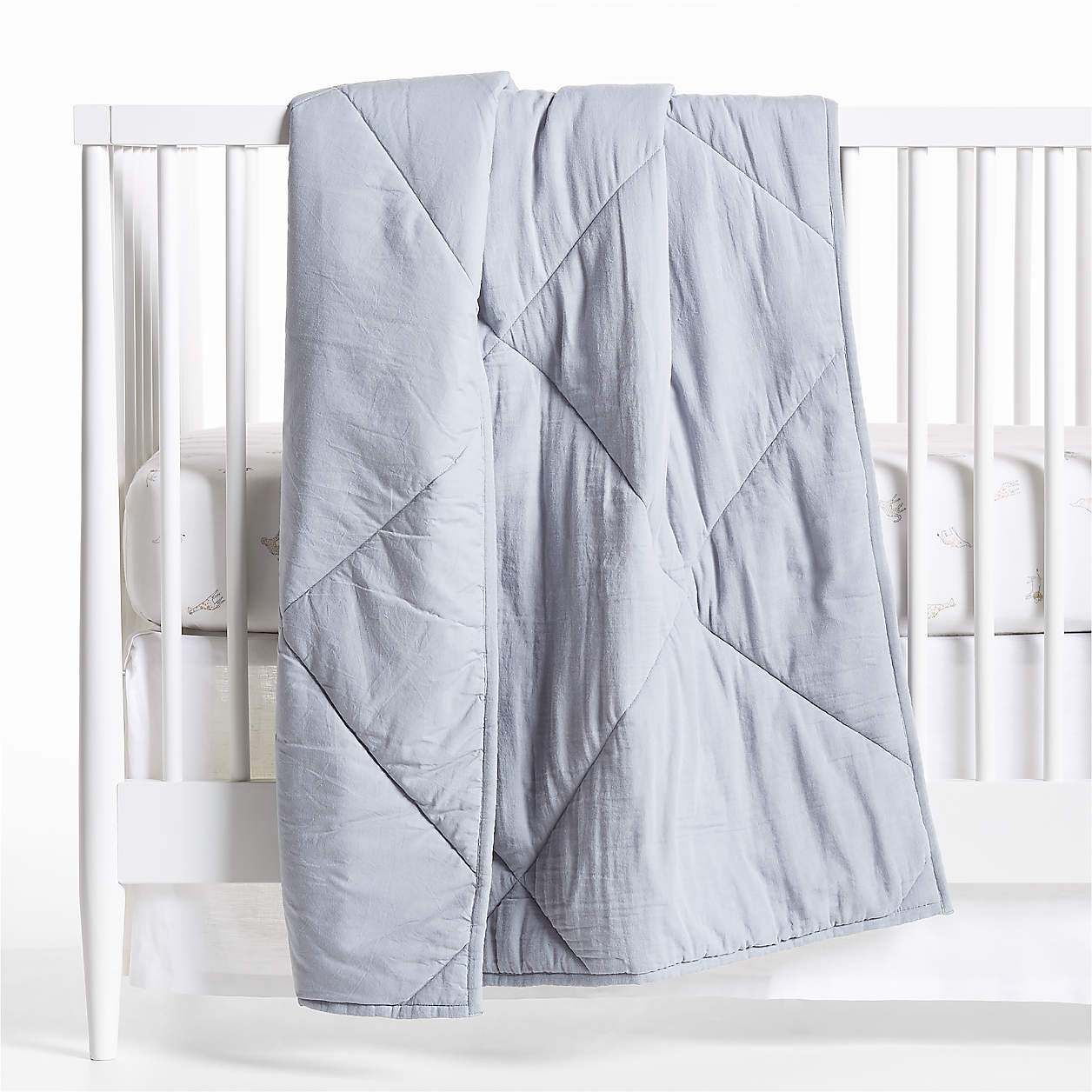 Mist Blue Supersoft Cotton Gauze Baby Crib Quilt + Reviews | Crate & Kids | Crate & Barrel
