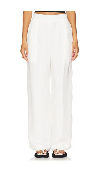 Keaton Wide Leg Pant in White | Revolve Clothing (Global)