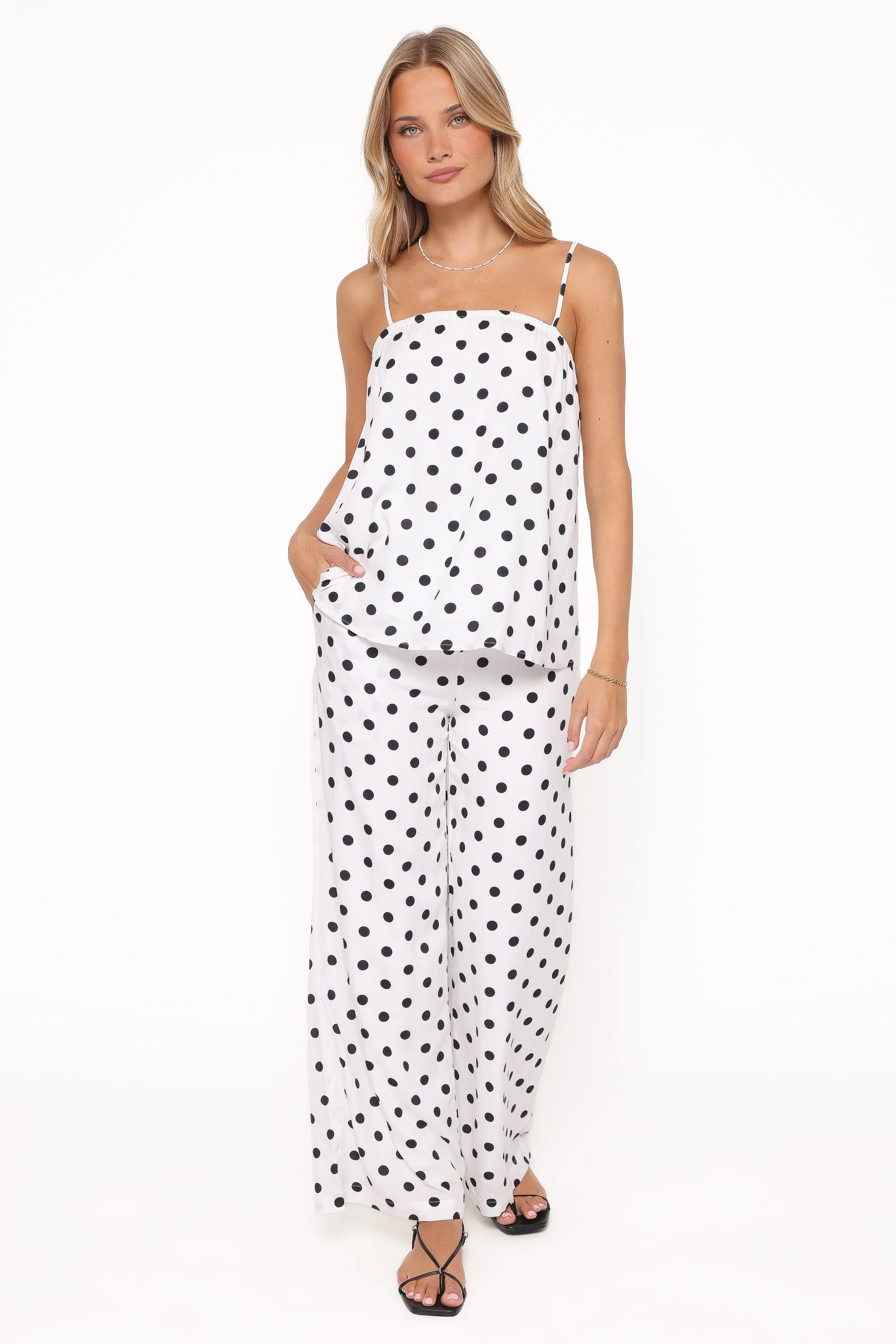 Kristy Pant Set - White/Black Polka Dot | Petal & Pup (US)