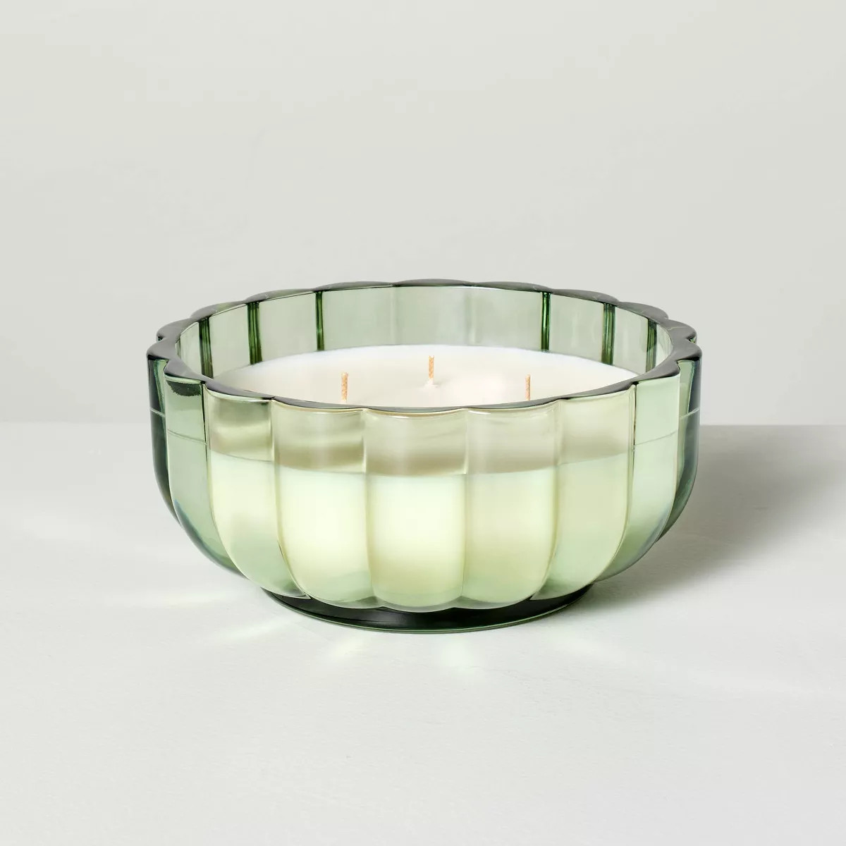Scalloped Glass Fireside Spruce Christmas Jar Candle Green - Hearth & Hand™ with Magnolia | Target