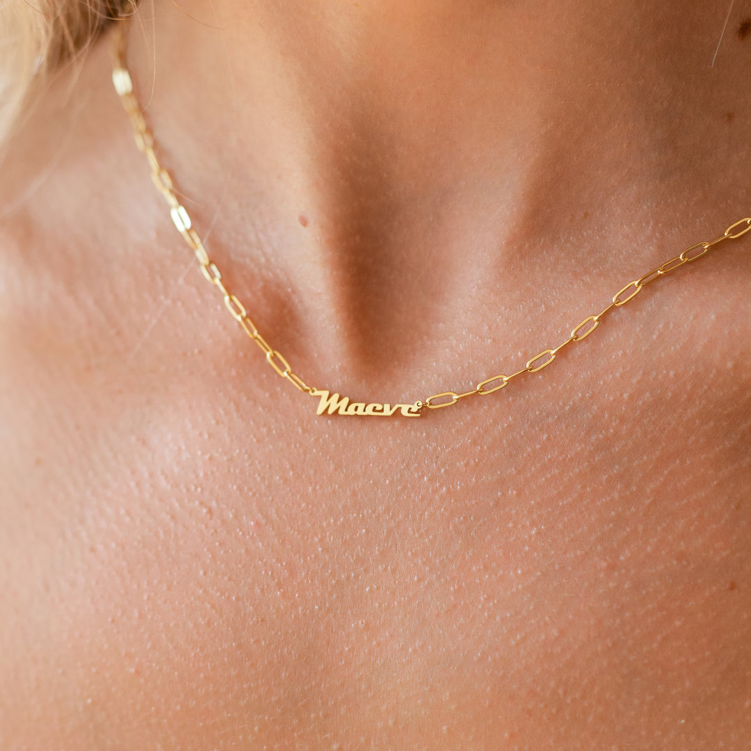 Link Chain Name Necklace in Sterling Silver Gold and Rose - Etsy | Etsy (US)