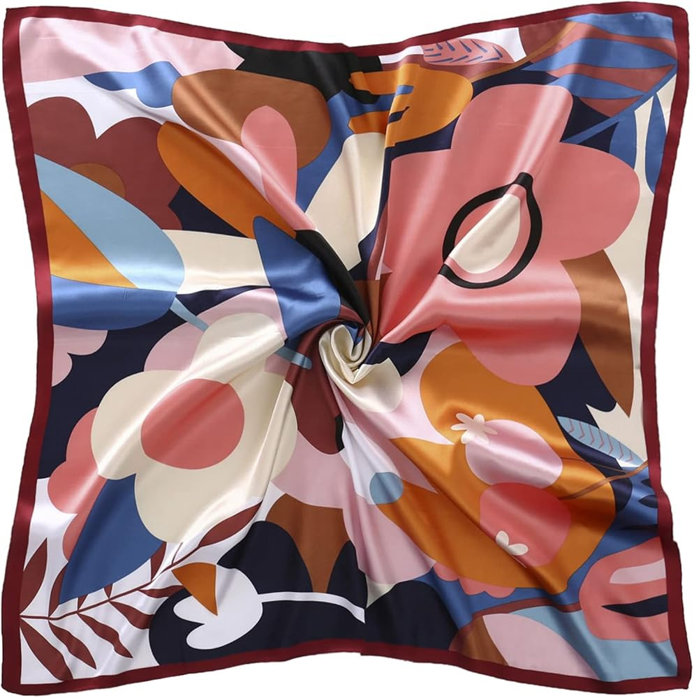 vimate 35" Square Silk Like Head Scarf - Women's Fashion Silk Feeling Scarf for Hair Wrapping and Sl | Amazon (US)