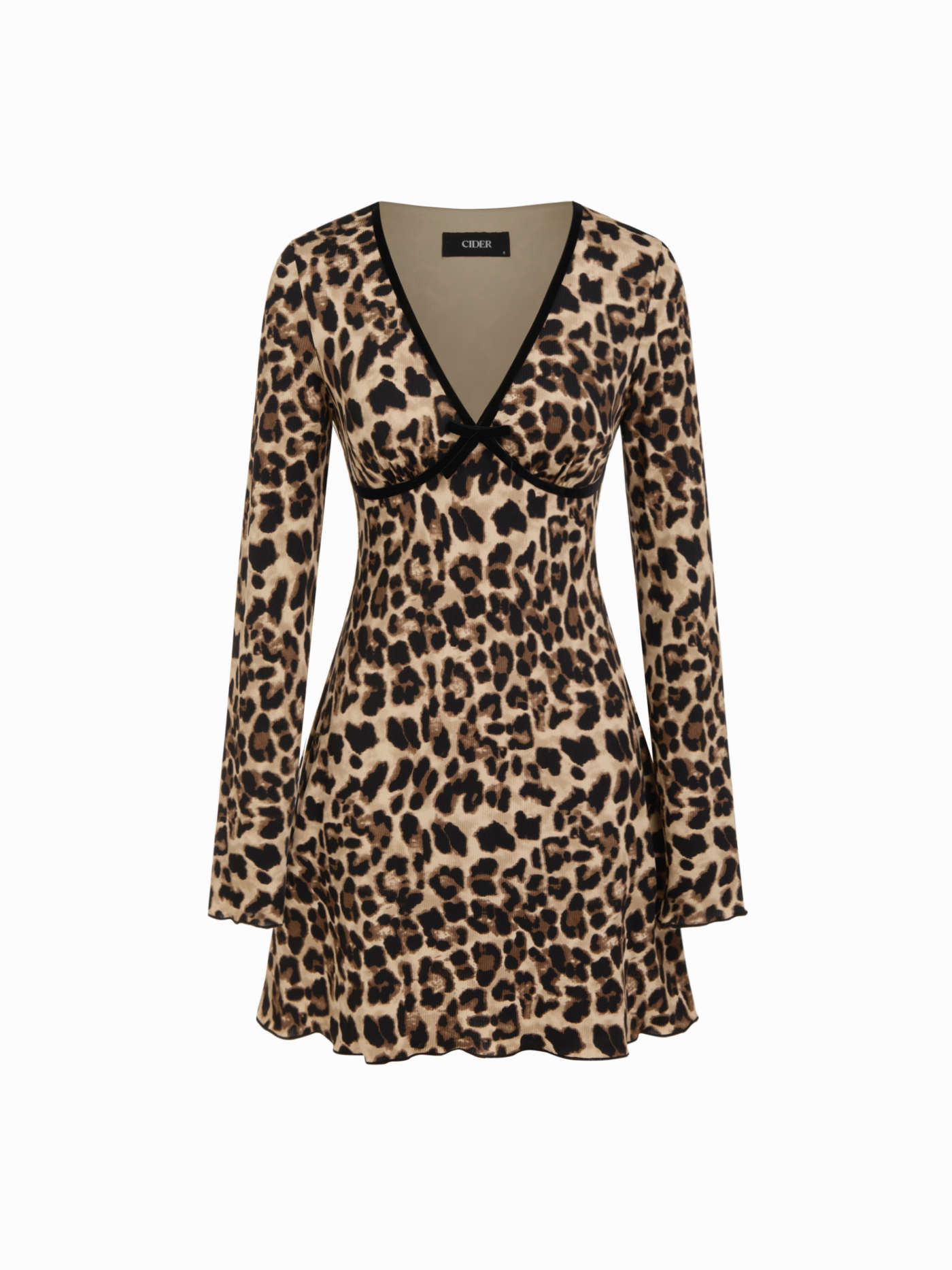 V-neck Leopard Print Bow Decor Mini Dress | Cider
