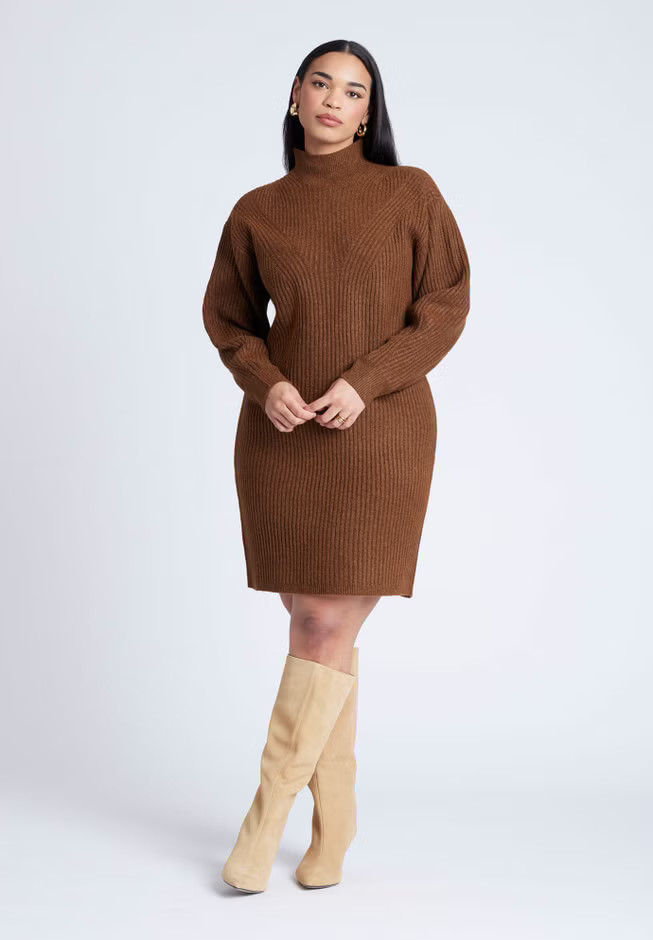 Turtleneck Mini Sweater Dress | Eloquii