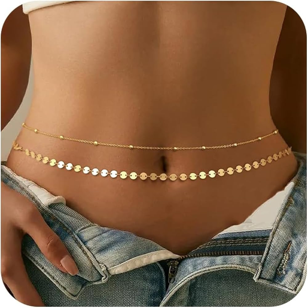 CHESKY Waist Beads for Women, 14k Gold Plated Waist Chain Cute Body Chain Gold Chain Belt for Wom... | Amazon (US)