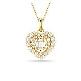 Swarovski Idyllia Pendant Necklace, Heart Pendant with Clear Octagonal Stone and Round Crystal Pearls in a Gold-Tone Finished Setting, Part of the Idyllia Collection | Amazon (US)