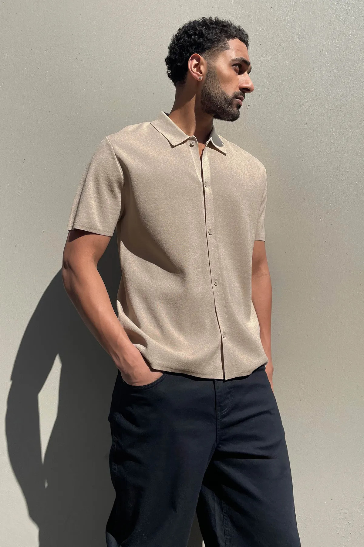 SHORT SLEEVE BUTTON UP SWEATER | OAK + FORT