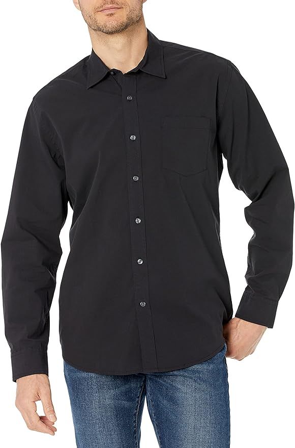 Amazon Essentials Men's Regular-Fit Long-Sleeve Plaid Poplin Shirt | Amazon (US)