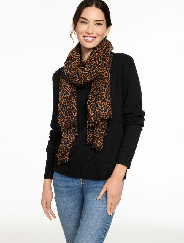 Fringe Wool Wrap - Leopard | Talbots
