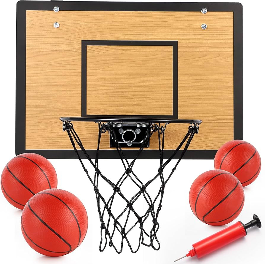 Mini Basketball Hoop for Kids,Durable Wooden Over The Door Basketball Hoop Indoor,Mini Hoops with... | Amazon (US)