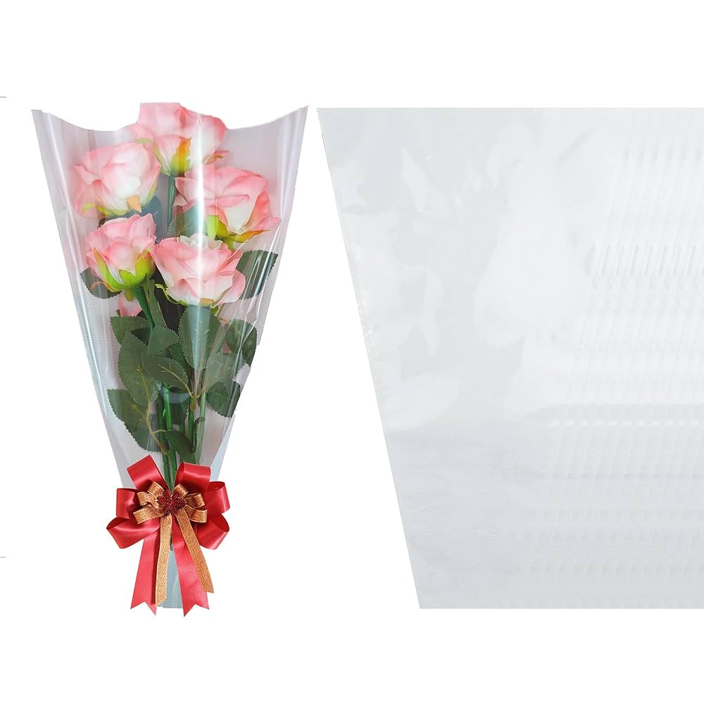 50 Pack flower bouquet wrapping paper-9.8in x 18in x 3.9in, flower bags for bouquets, bouquet bag... | Amazon (US)