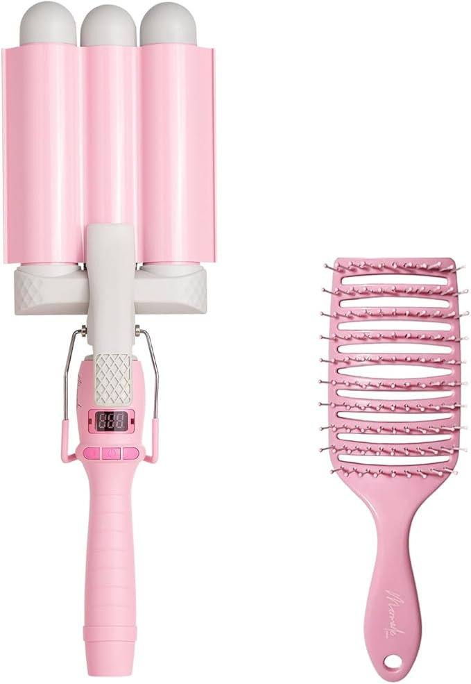 Mermade PRO Hair Waver 1.25" & Quick Dry Brush - Ceramic 3 Barrel Curling Iron 1 1/4 Inch for Wav... | Amazon (US)